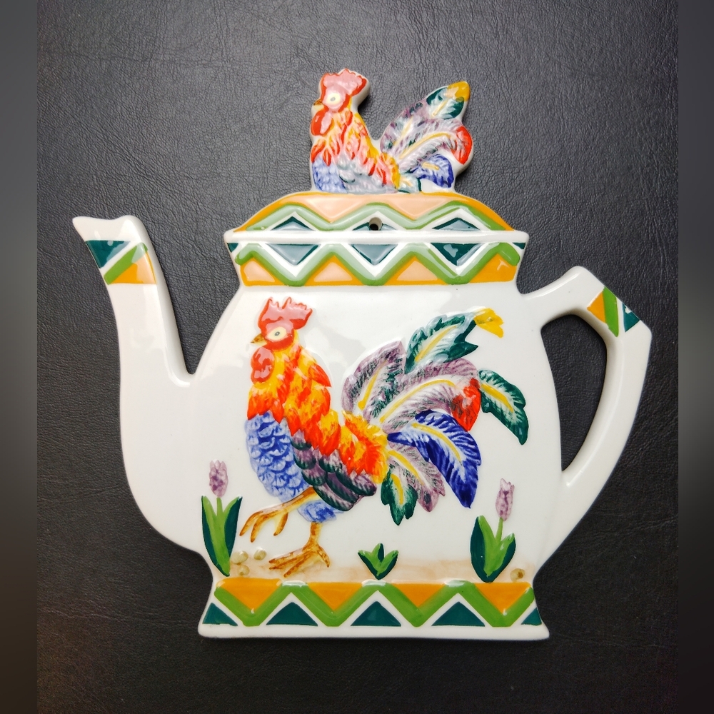 Rooster Trivet Multicolor Percolator Shaped Wall Hang or Counter Decor, Lovely!